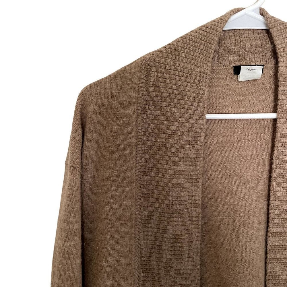 J.Crew sandy colored tan minimalist silk wool cardigan pullover comfort warm - Picture 2 of 6